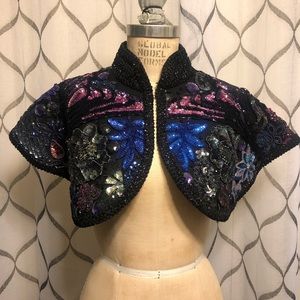 One of a kind embellished cape. One size (small-large)